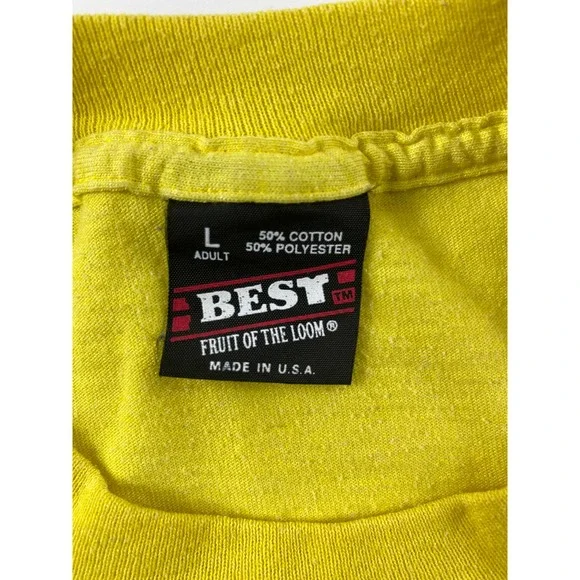 Vintage God Is Like T-Shirt Yellow Single Stitch Best Tag Made In USA Size L - Picture 3 of 5